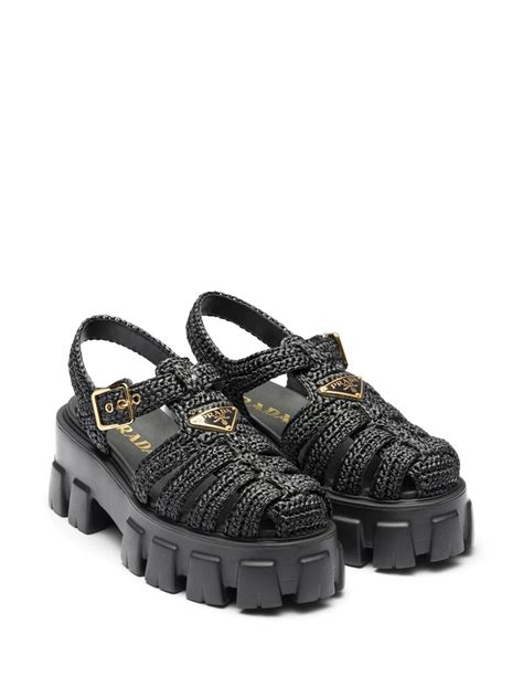 prada monolith raffia platform sandals|Women's Prada Platform Sandals .